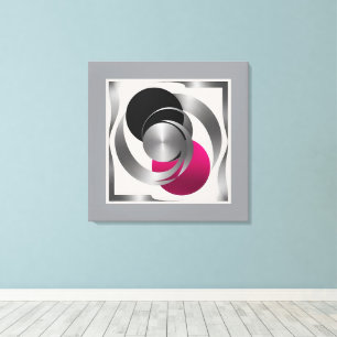 Rosa Grau Schwarzer Kreis Abstract Leinwanddruck