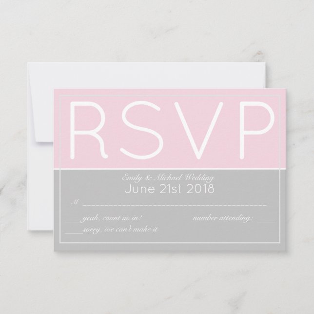 Rosa Grau UAWG Modern mit Menüauswahl RSVP Karte (Vorderseite)