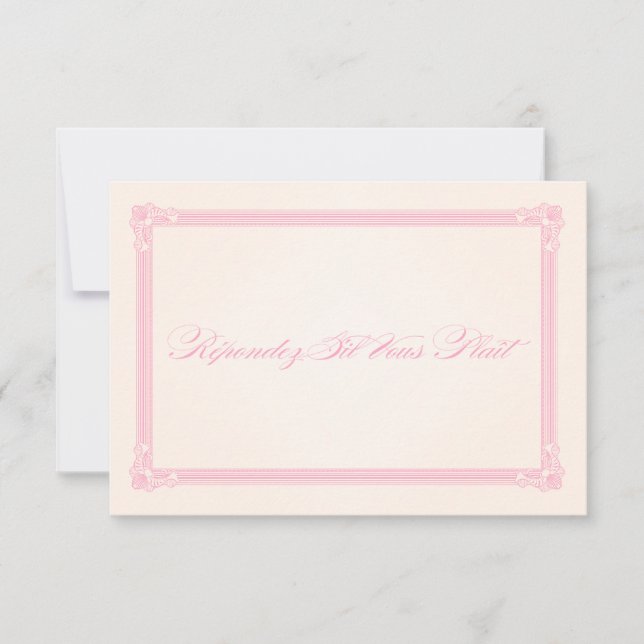 Rosa, Grau und Cream Poster-Stil Hochzeit RSVP Karte (Vorderseite)