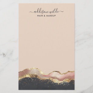 Rosa Grau und Gold Elegant Moderne Schrift Briefpapier