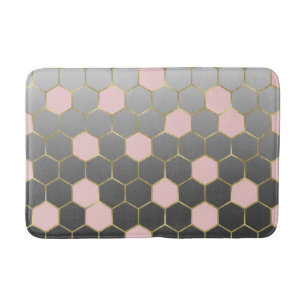 Rosa Grau und Gold Sechseck Modern Glamour Badematte