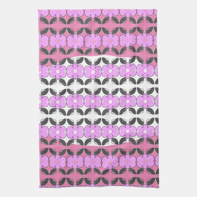 Rosa, grau und weiß geschirrtuch (Vertikal)