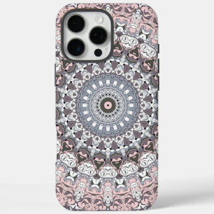 Rosa Grau und Weiß Mandala-Muster iPhone 16 Pro Max Hülle