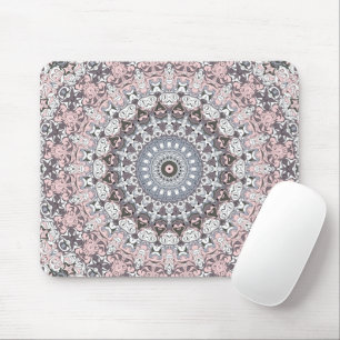 Rosa Grau und Weiß Mandala-Muster Mousepad