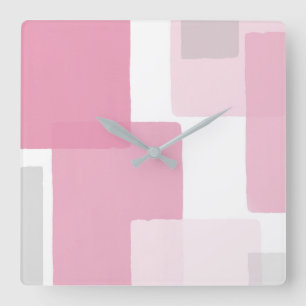 Rosa Grau Weiß Moderne Minimalistisch Quadratische Wanduhr