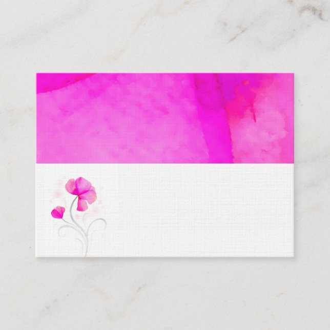 Rosa graue Aquarellfarben Swirl Blume Name Platzka Platzkarte (Vorderseite)