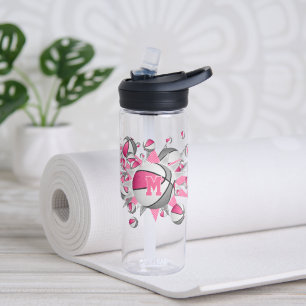 Rosa graue Basketballsterne personalisiert Trinkflasche