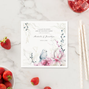 Rosa graue Blüte mit Christlicher Blütenhochzeit Serviette