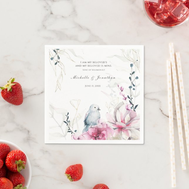 Rosa graue Blüte mit Christlicher Blütenhochzeit Serviette (Beispiel)