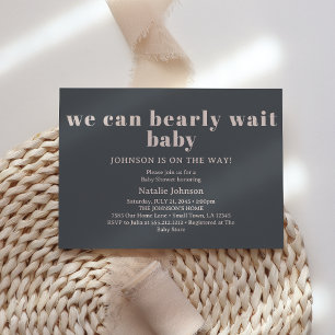 Rosa Graue Boho-Typografie-Bären können Baby-Showe Einladung