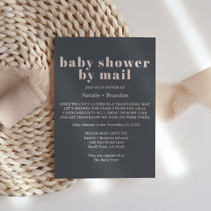 Rosa Graue Boho-Typografie Per Post Baby Shower Einladung
