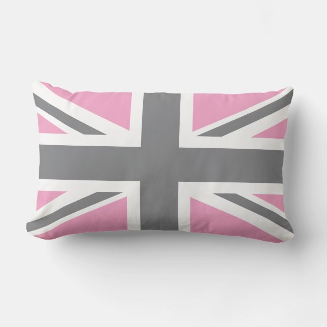 Rosa graue Flagge Gewerkschafts-Jack-Briten Lendenkissen (Vorderseite)
