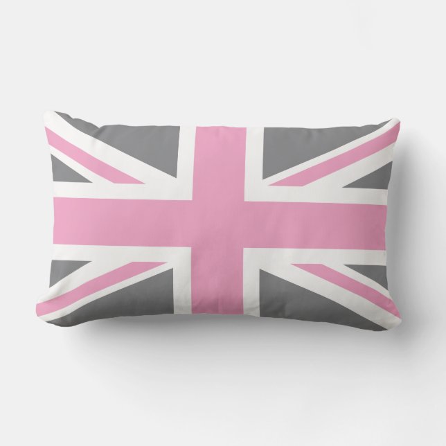 Rosa graue Flagge Gewerkschafts-Jack-Briten Lendenkissen (Vorderseite)