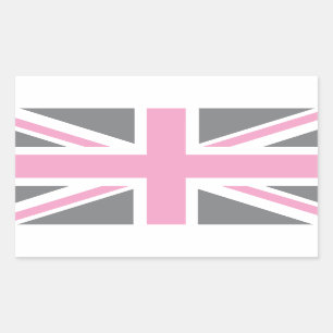 Rosa graue Flagge Gewerkschafts-Jack-Briten Rechteckiger Aufkleber