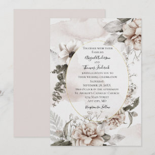Rosa graue florale botanische elegante formelle Ho Einladung