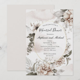 Rosa graue florale botanische elegante formelle Ho Einladung