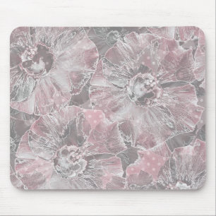 Rosa graue, große Blume Mousepad