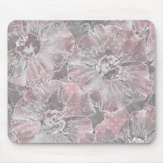 Rosa graue, große Blume Mousepad (Vorne)