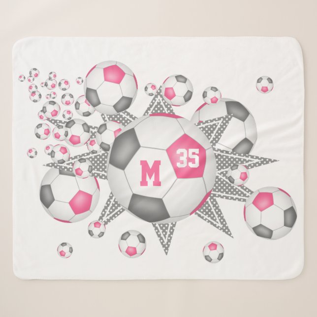 Rosa-graue, gürtelförmige Fußballbummlerdekor Sherpadecke (Vorderseite (Horizontal))