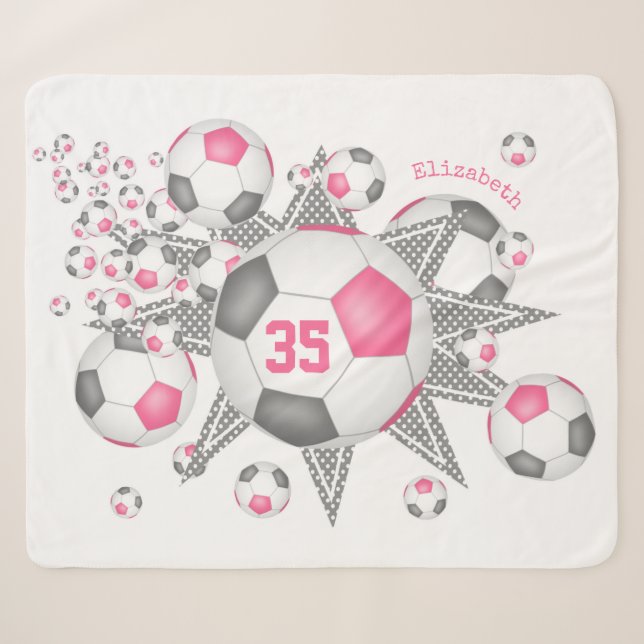 Rosa-graue, gürtelförmige Fußballbummlerdekor Sherpadecke (Vorderseite (Horizontal))