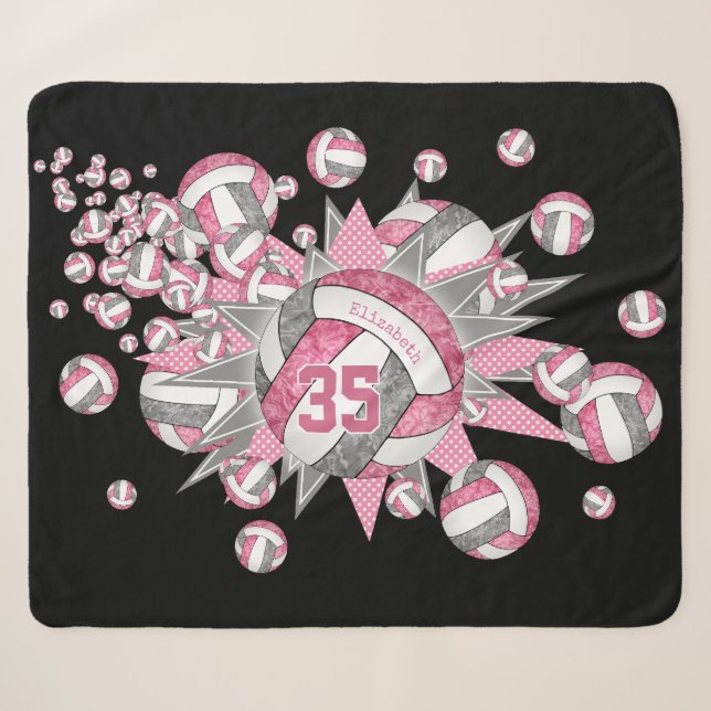 Rosa graue gürtelige Volleyballstars personalisier Sherpadecke (Vorderseite (Horizontal))
