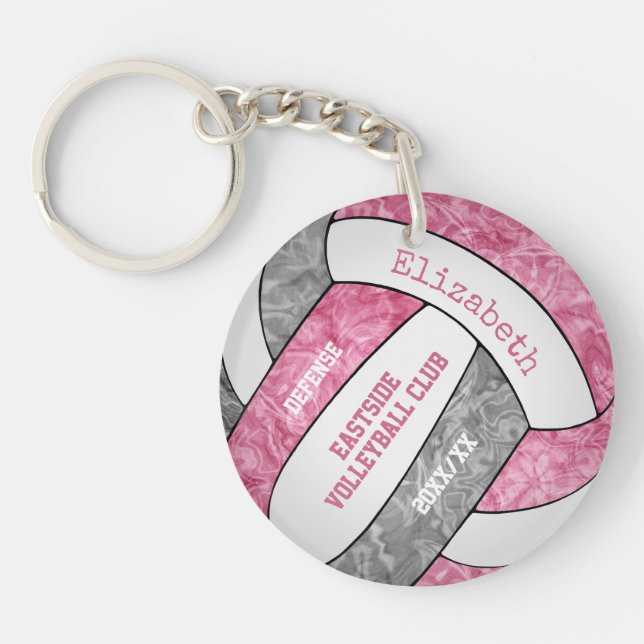Rosa graue Mannschaft färbt Mädchen Sport-Volleyba Schlüsselanhänger (Vorderseite)