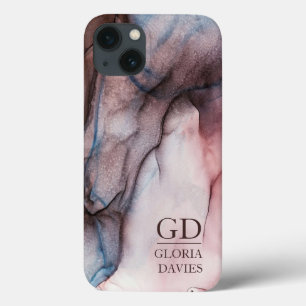 Rosa graue Marmor Abstract Monogramm personalisier Case-Mate iPhone Hülle