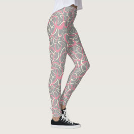 Rosa-graue Mod-Retro-Schleife, geometrisches Muste Leggings