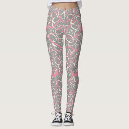 Rosa-graue Mod-Retro-Schleife, geometrisches Muste Leggings