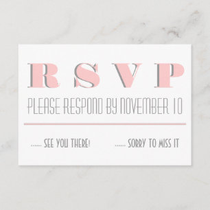 Rosa, graue, moderne Typografie, RSVP-Antwort auf RSVP Karte