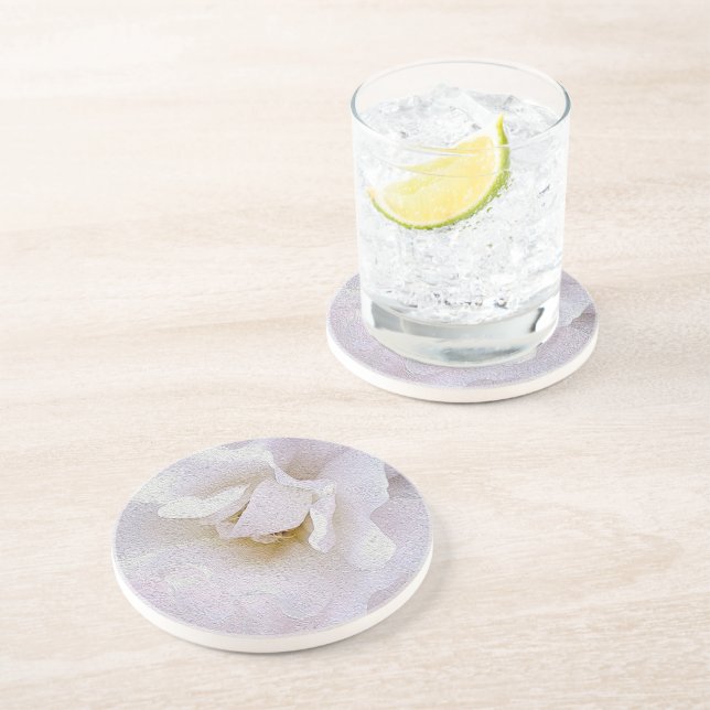 Rosa graue Rose Getränkeuntersetzer (Seite)