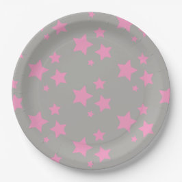 Rosa graue Sterne Kinder Baby Circus Party Pappteller