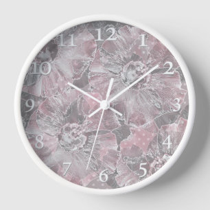 Rosa graue stilvolle große Blumen Uhr