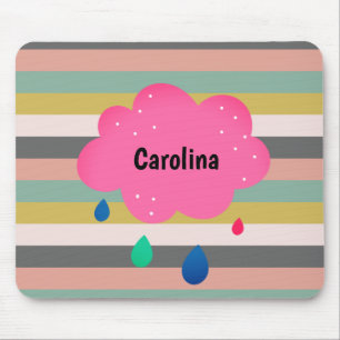 Rosa graue Streifen Retroname Mousepad