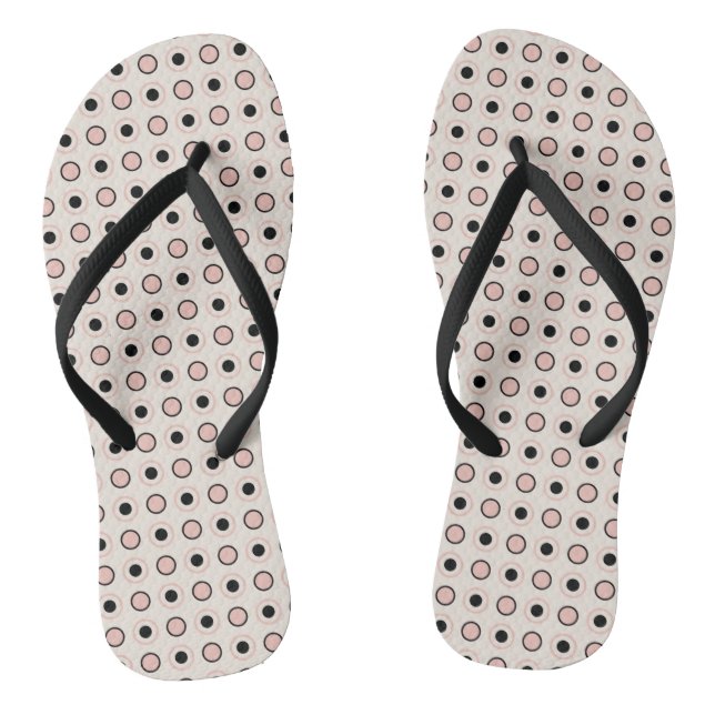 Rosa, graue und schwarze Punkte Flip Flops (Fußbett)