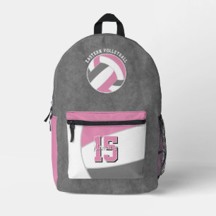 rosa graue Volleyballmannschaftsfarben Teamname Bedruckter Rucksack