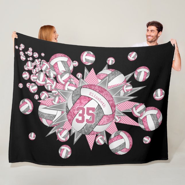 Rosa graue Volleyballstars Mädchen Sportstube Deko Fleecedecke (Beispiel)