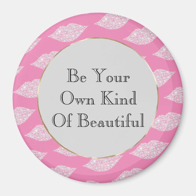 Rosa graue weiße Diamantlippen Magnet (Vorne)