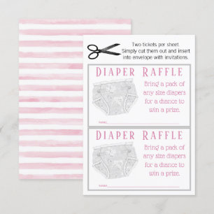 Rosa graue Windel Mädchen Windel-Raffle-Tickets Einladung