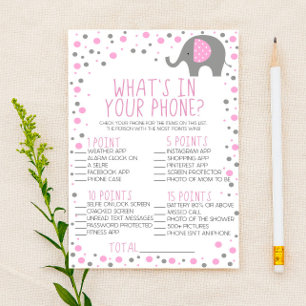Rosa grauer Elefant in Ihrem Telefon Baby Showgame Briefpapier