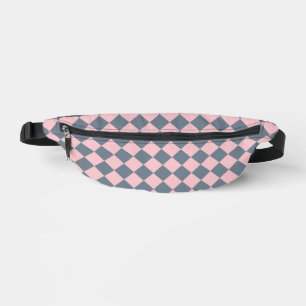 Rosa graues Diamantmuster mit Schachbrettmuster Bauchtasche