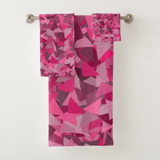 Rosa graues Dreieckmuster Badhandtuch Set (Insitu)