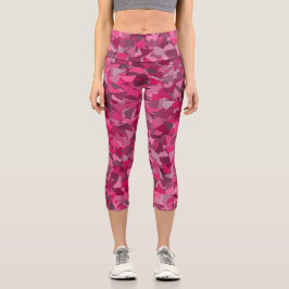 Rosa Graues Dreieckmuster Capri Leggings