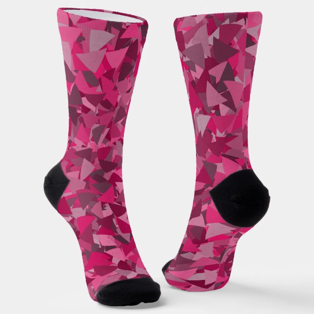 Rosa graues Dreieckmuster Socken (Gewinkelt)