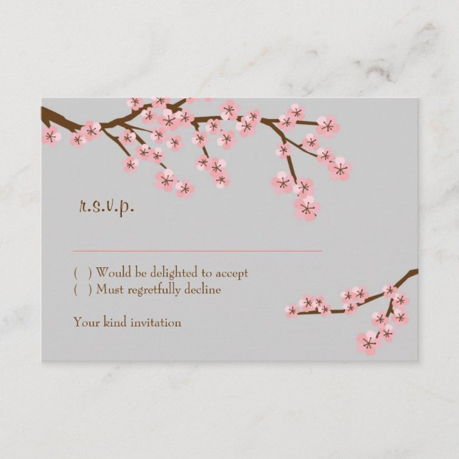 Rosa & Gray Cherry Blossom Frühjahrssonne RSVP Karte (Vorderseite)