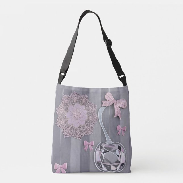 Rosa & Gray Hochzeitsgeschenk Kristallgraue Kunst Tragetaschen Mit Langen Trägern (Rückseite)
