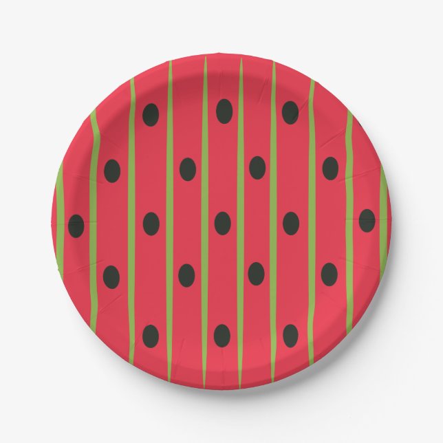 Rosa Green Stripe Circle Moderne Niedliche Pappteller (Vorderseite)