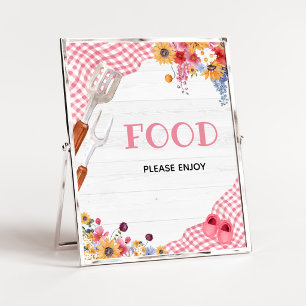 Rosa Grill-Baby-Shower-Essensschild Poster