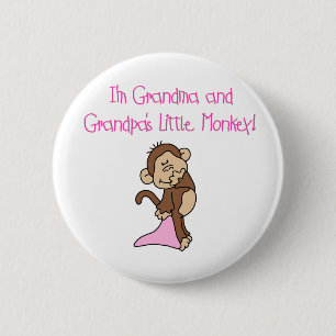 Rosa Großmutter und Großvater-Affe Button