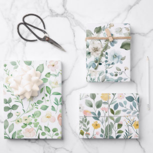 Rosa Grün Blau Florale Hochzeitsdusche Hochzeit Geschenkpapier Set
